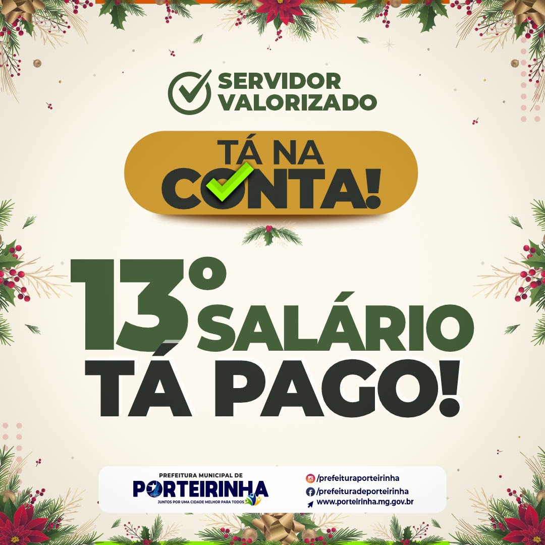 ADMINISTRAÇÃO EFETUA PAGAMENTO DA SEGUNDA PARCELA DO DÉCIMO TERCEIRO